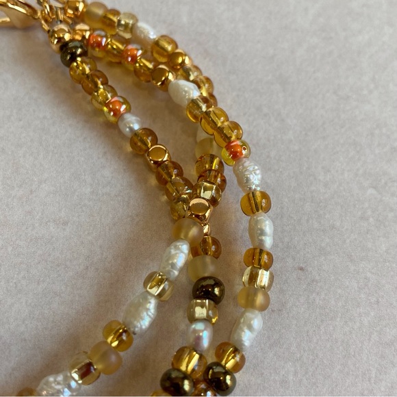 HAND CRAFTED Chocolate Crackle Agate with Multi Strand Beaded Bracelet 7.5" - Picture 9 of 13